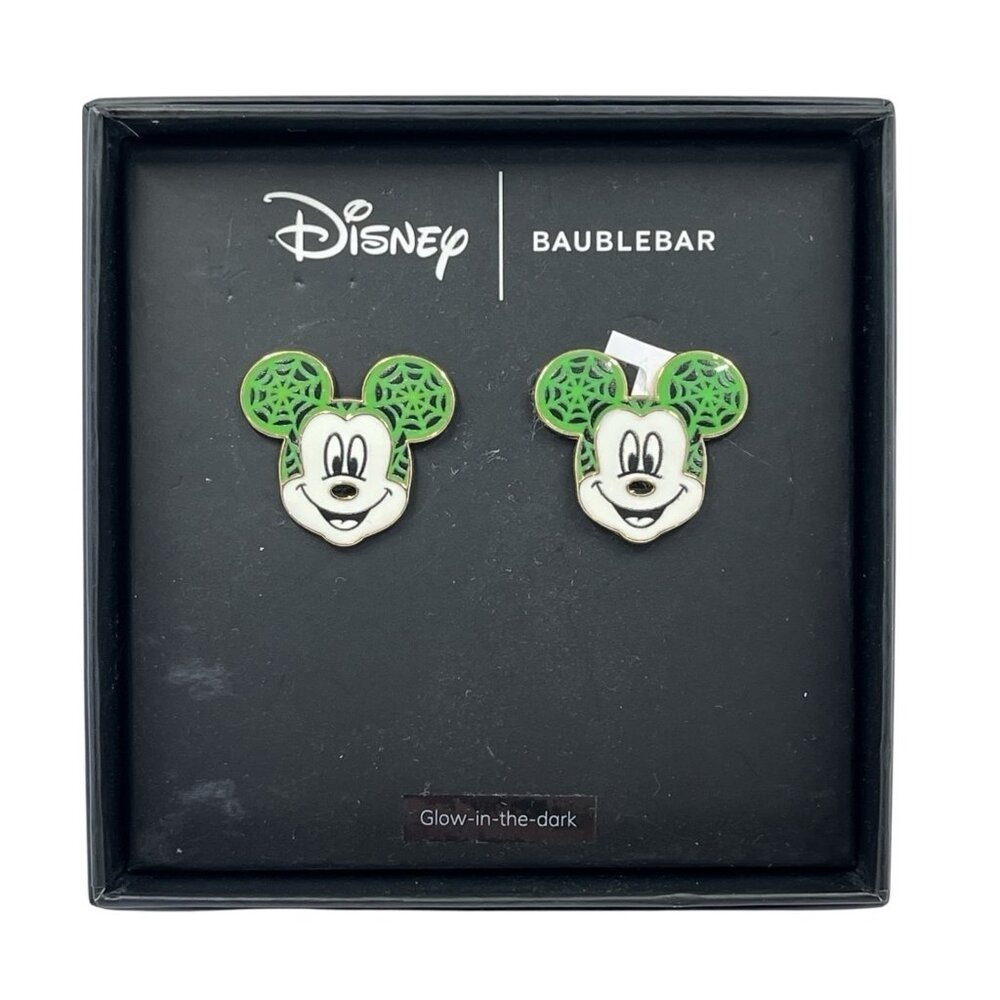 Disney X Baublebar Earrings Mickey Mouse Halloween Spider Web Glow In The Dark